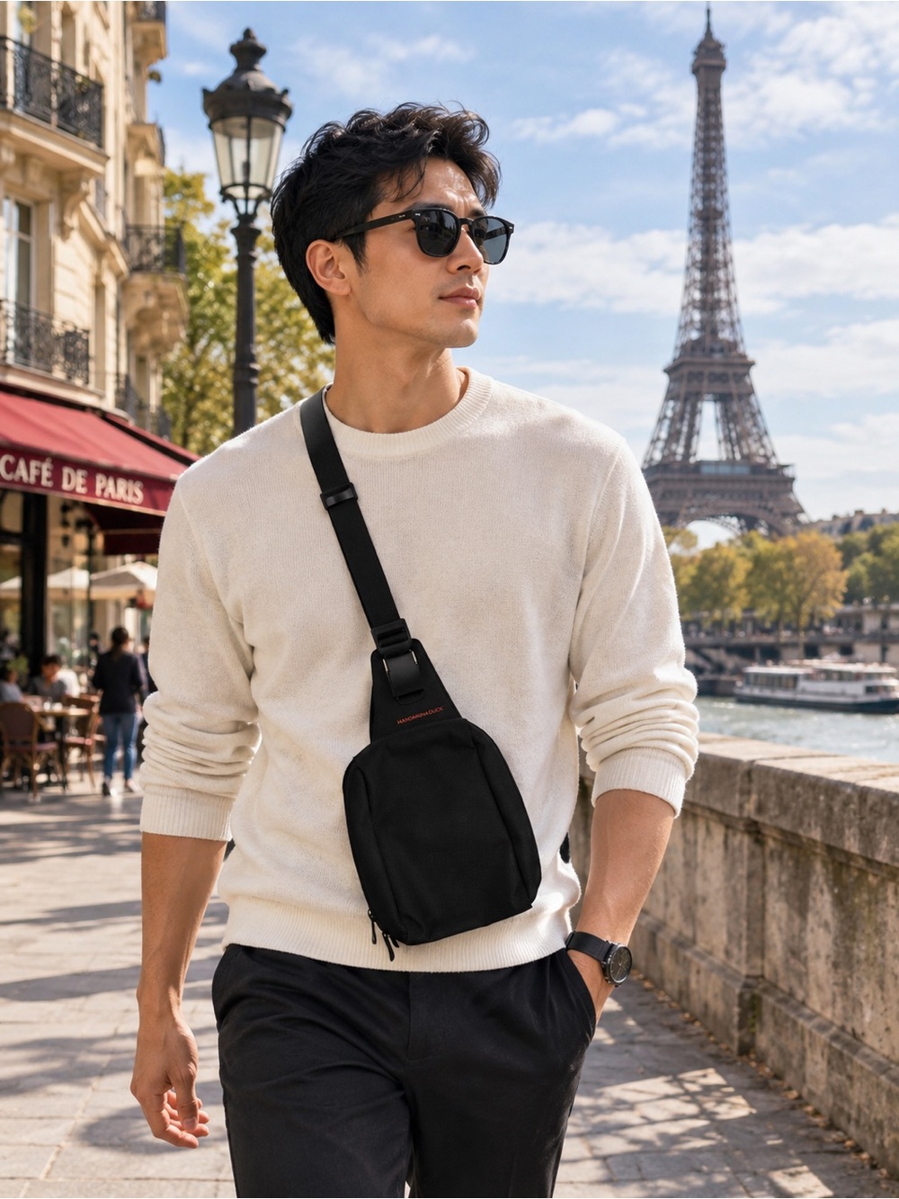 Mandarina Duck Black Crossbody Sling Bag - Picture 2 of 10